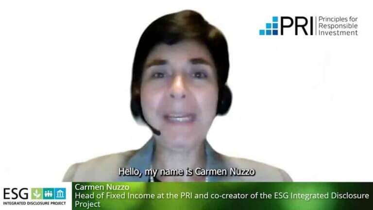 Carmen Nuzzo video thumbnail introducing the video: Intro to ESG IDP: A major industry alignment effort to improve ESG disclosure and promote engagement